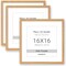 16x16 Oak Picture Frame with 12x12 White Mat, Tempered Glass, Natural Oak Wood Frame, Vertical and Horizontal Display for Wall and Table, Display Photos Arts Posters Certificates, Set of 3